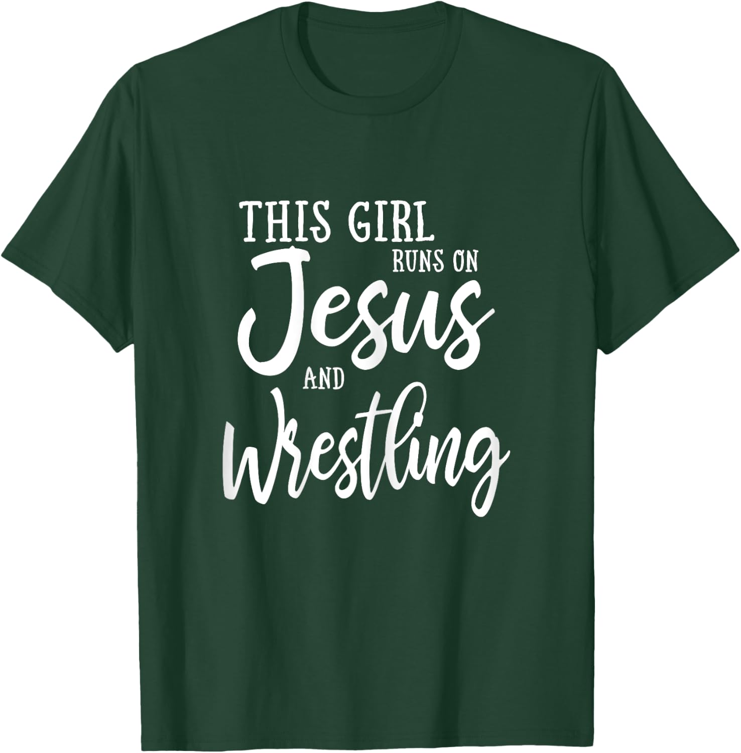 This Girl Runs On Jesus And Wrestling T Shirt Christian Gift T-Shirt - T-Shirt | Forest