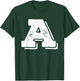 Letter A Capital Alphabet College Varsity Monogram Club T-Shirt - T-Shirt | Forest