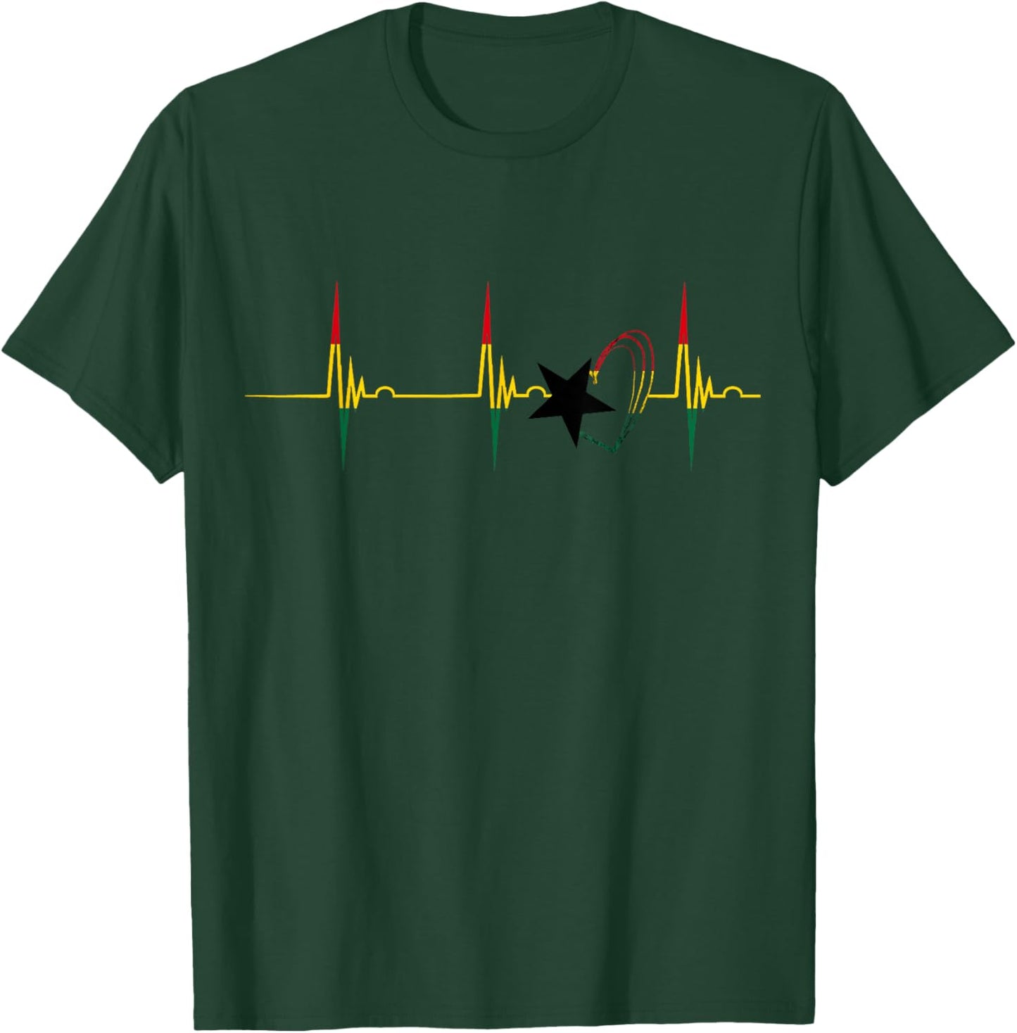 Ghanese Pride Ghana Heartbeat EKG Pulse Heart Ghana Flag T-Shirt - T-Shirt | Forest