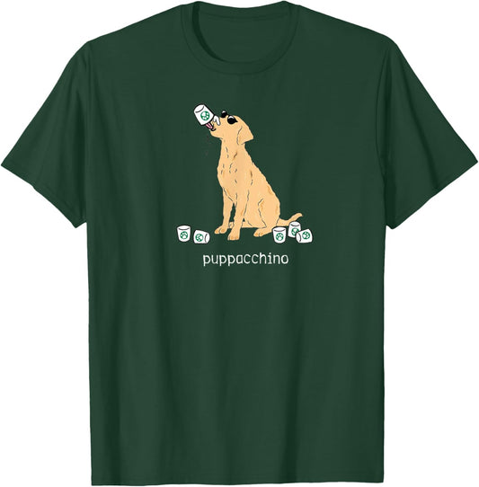 Puppachino Funny Cute Dog Pup Cup Pun Pet Owners Dog Love Men Women Kids T-Shirt - T-Shirt | Forest