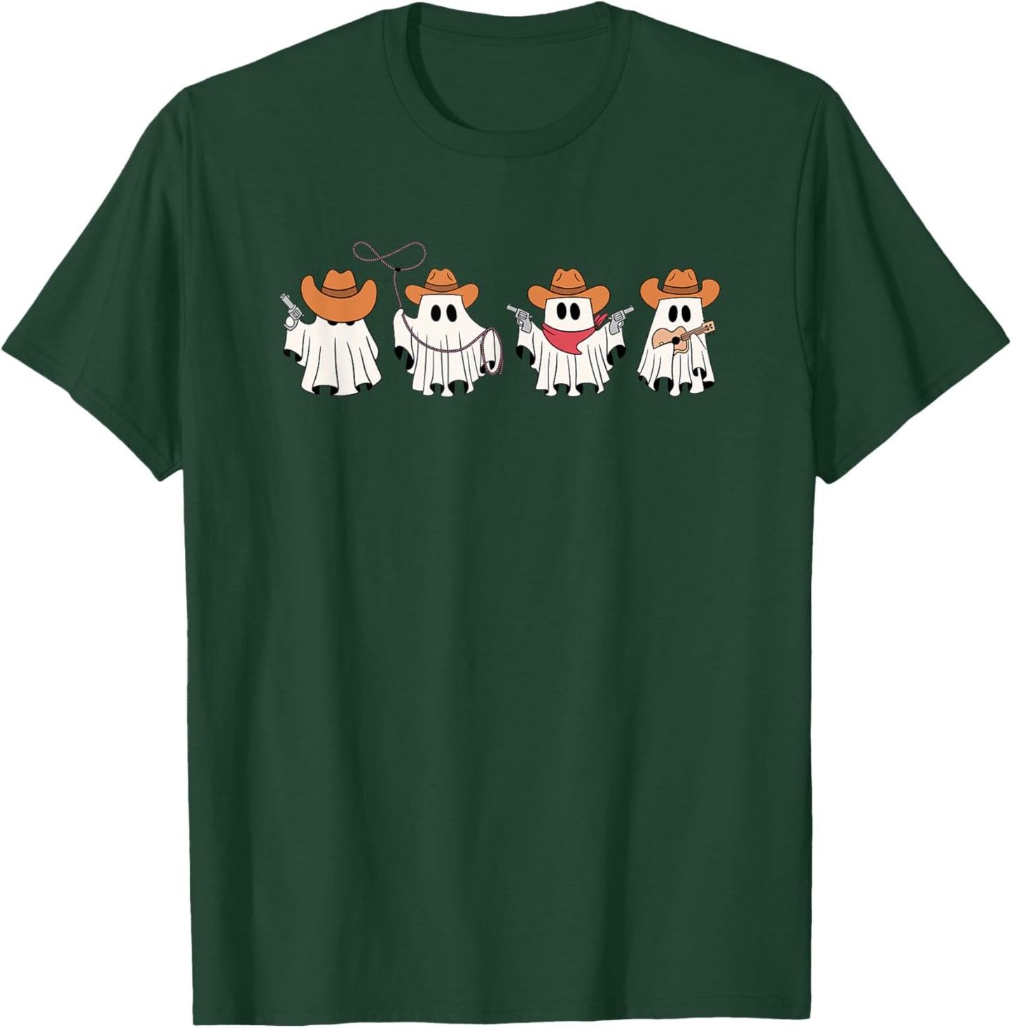 Cowboy Ghost Halloween Ghoul Design Funny Cowgirl Cowboy T-Shirt - T-Shirt | Forest
