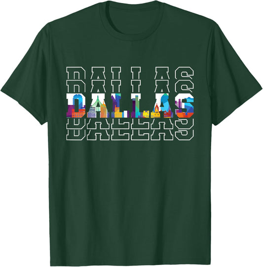 Dallas City Map Landscape Texas American State Texas T-Shirt - T-Shirt | Forest