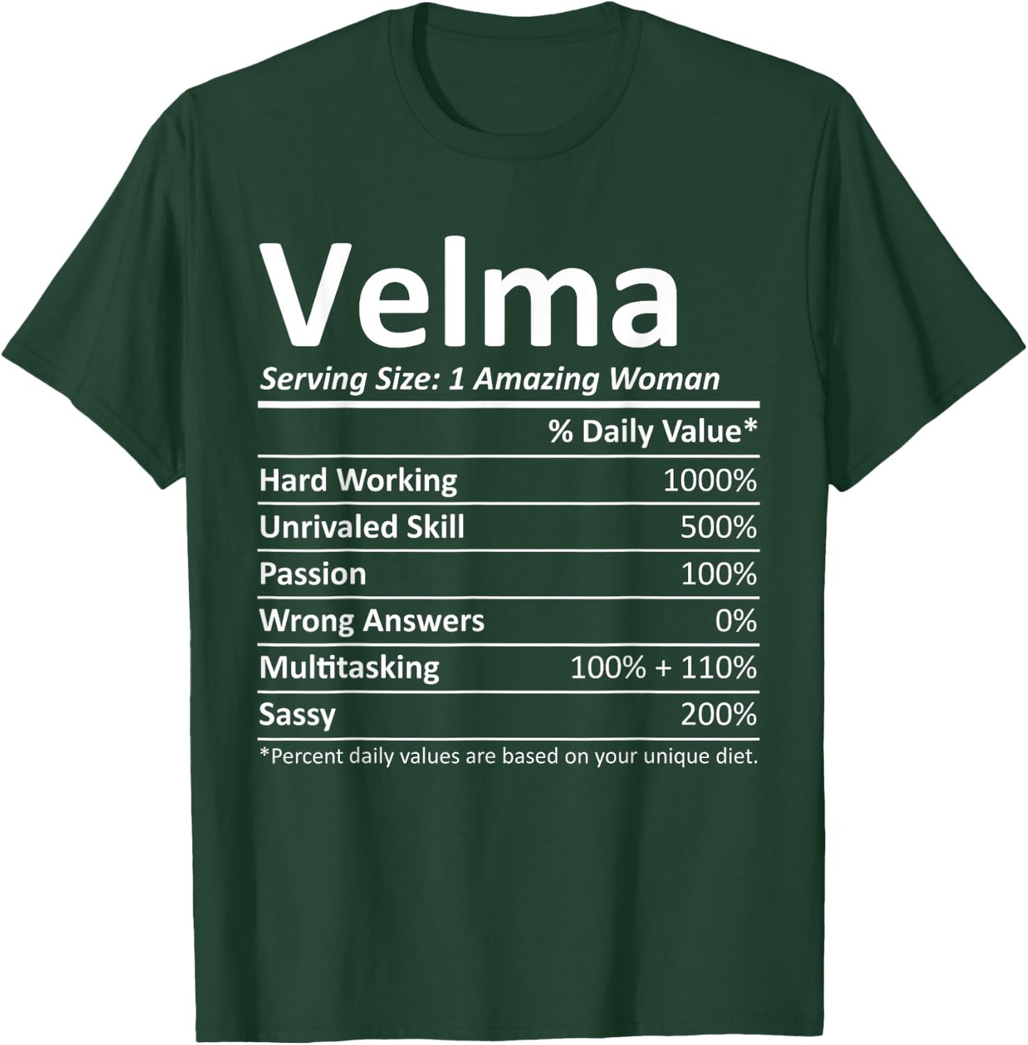 VELMA Nutrition Personalized Name Funny Christmas Gift T-Shirt - T-Shirt | Forest