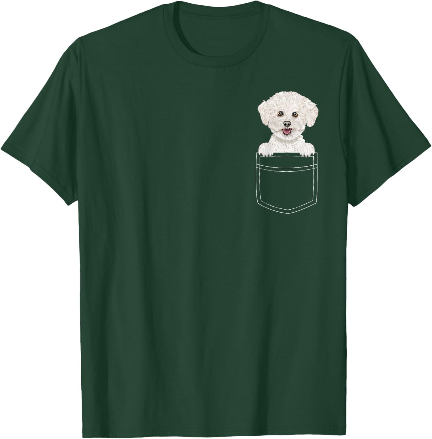 Bichons Frise Dog In Pocket Funny Dog Lover Men Women Girls Kids T-Shirt - T-Shirt | Forest