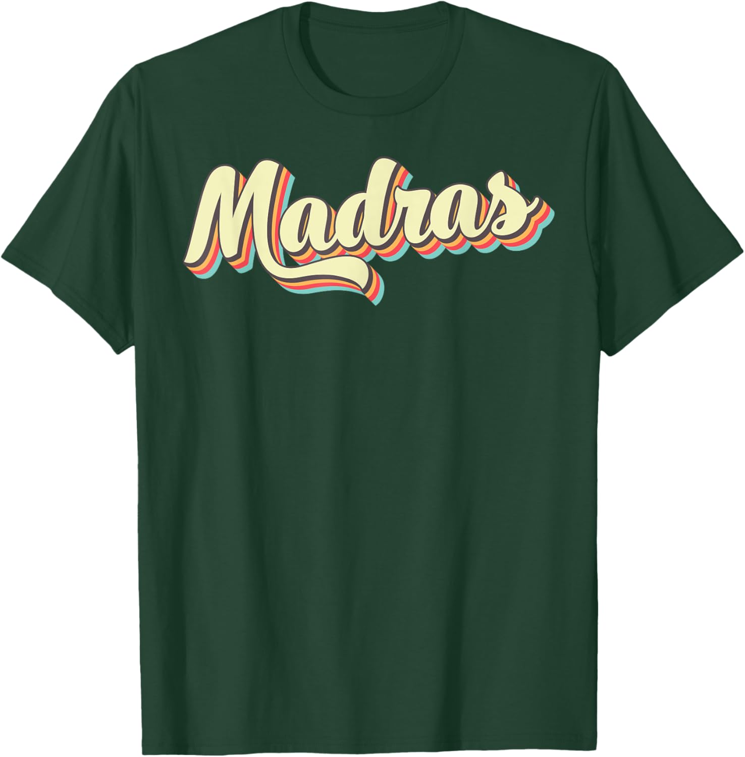 Madras Retro Art Baseball Font Vintage T-Shirt - T-Shirt | Forest