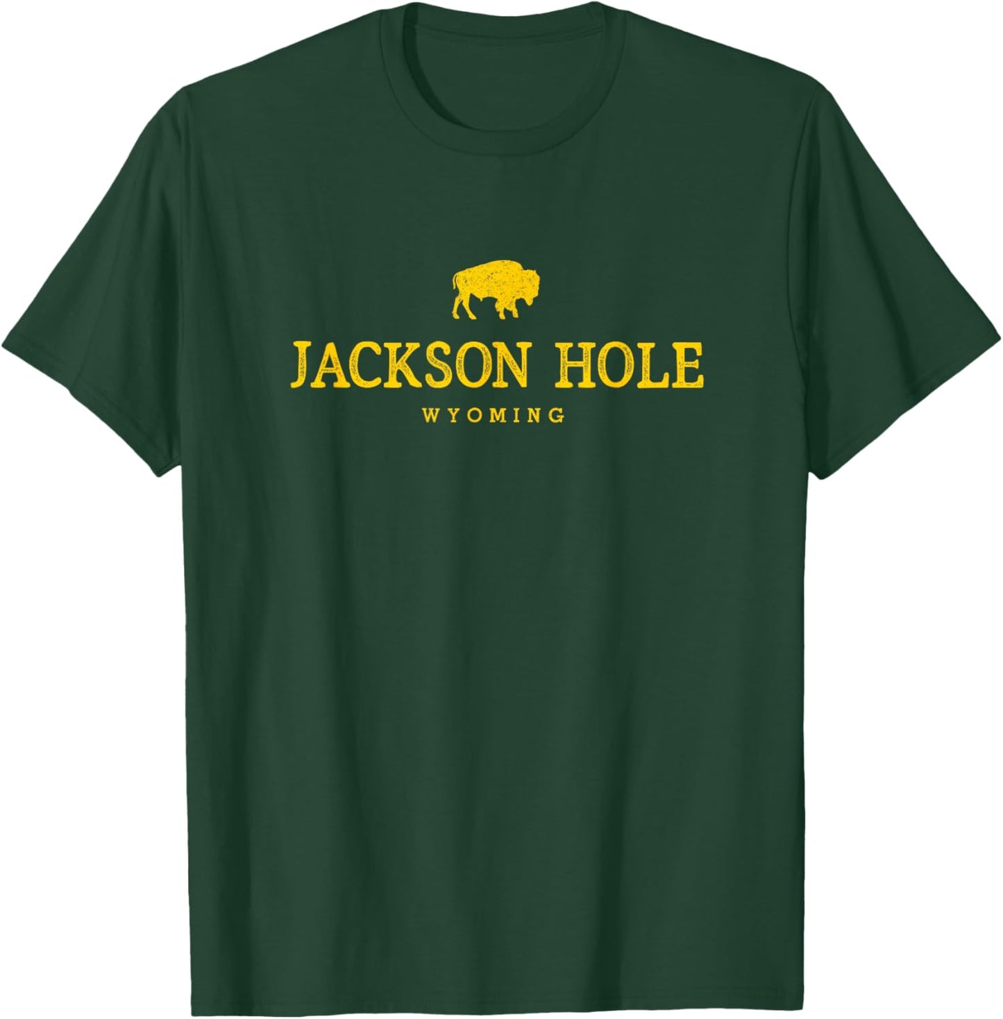 Retro Jackson Hole Wyoming Bison Buffalo Vintage T-Shirt - T-Shirt | Forest
