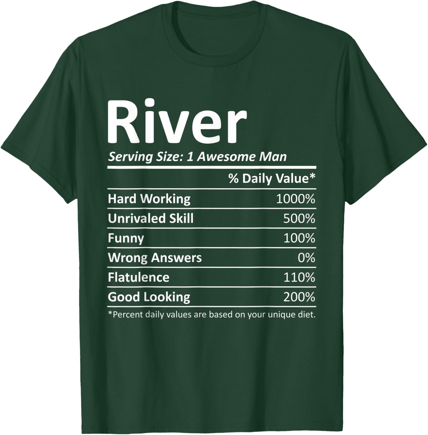 RIVER Nutrition Funny Birthday Personalized Name Gift T-Shirt - T-Shirt | Forest