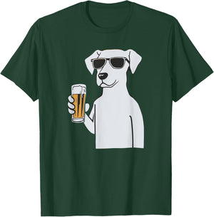 Cool Dog Sunglasses Drinking Beer Dogs Men Women T-Shirt - T-Shirt | Forest