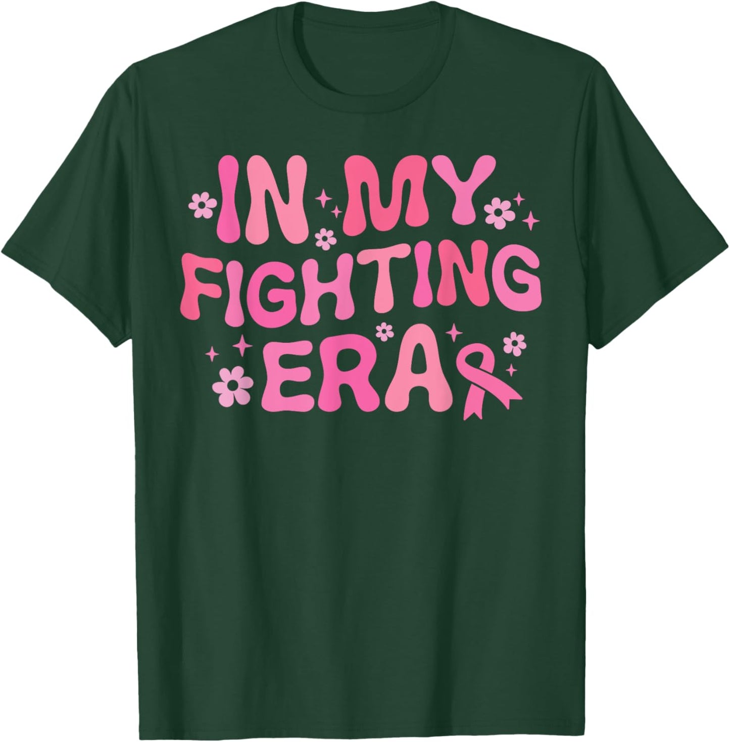 In My Fighting Era Breast Cancer Awareness Warrior Groovy T-Shirt - T-Shirt | Forest
