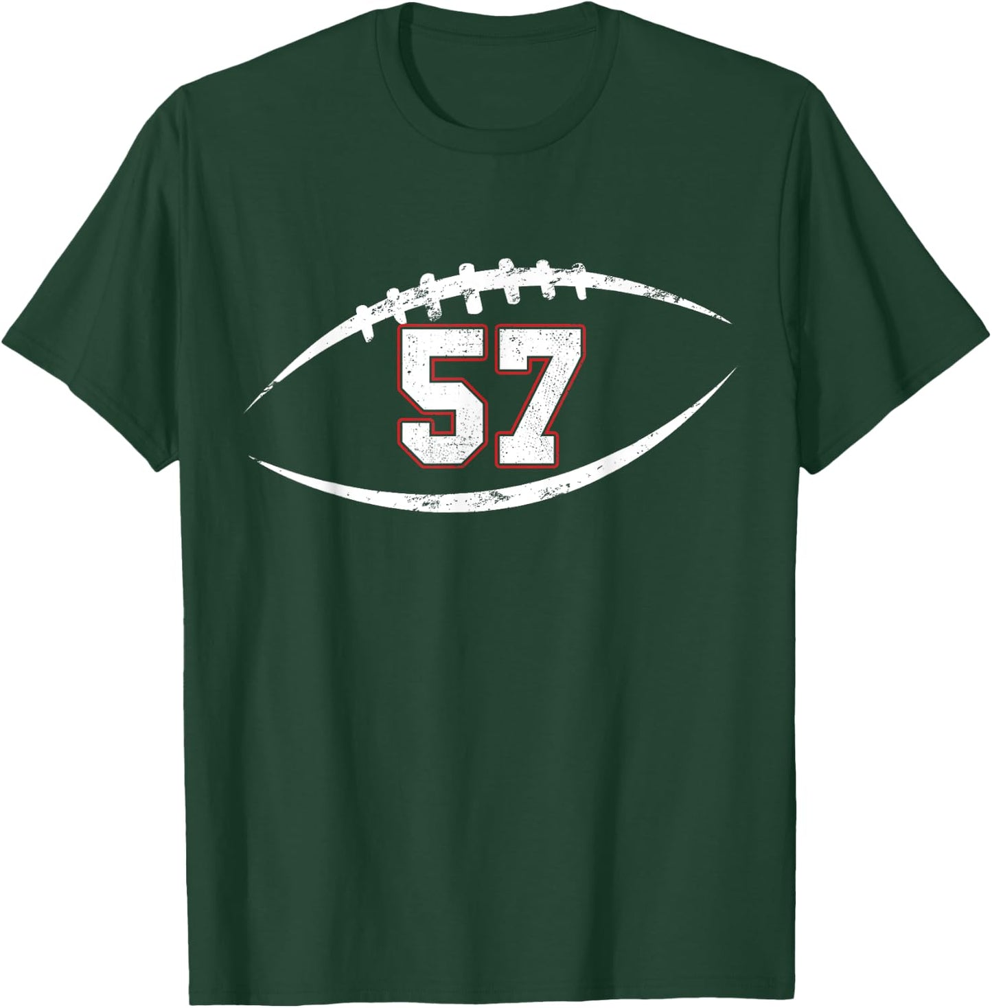 57 Number Vintage Football Player 57 Lucky Number Birthday T-Shirt - T-Shirt | Forest