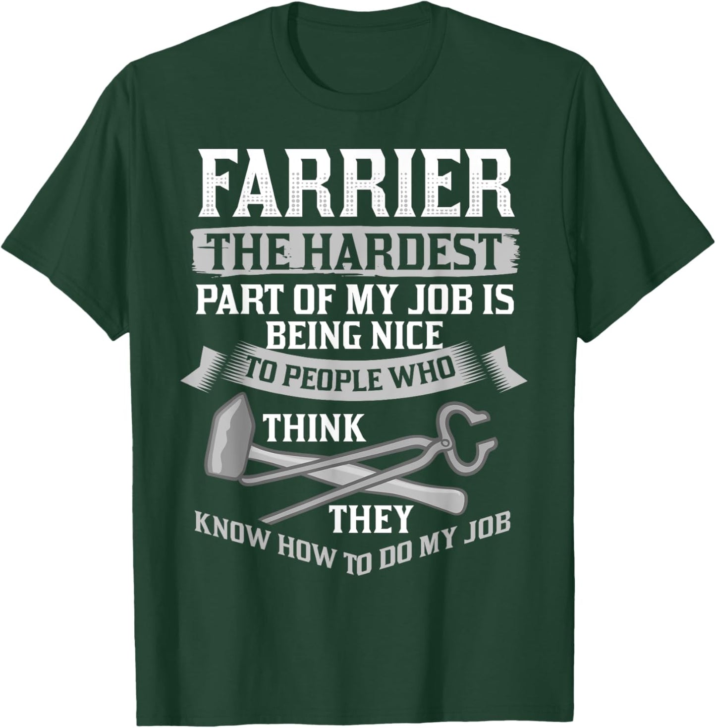 Farrier Horseshoe Hoof Tools Hammer Trimming T-Shirt - T-Shirt | Forest