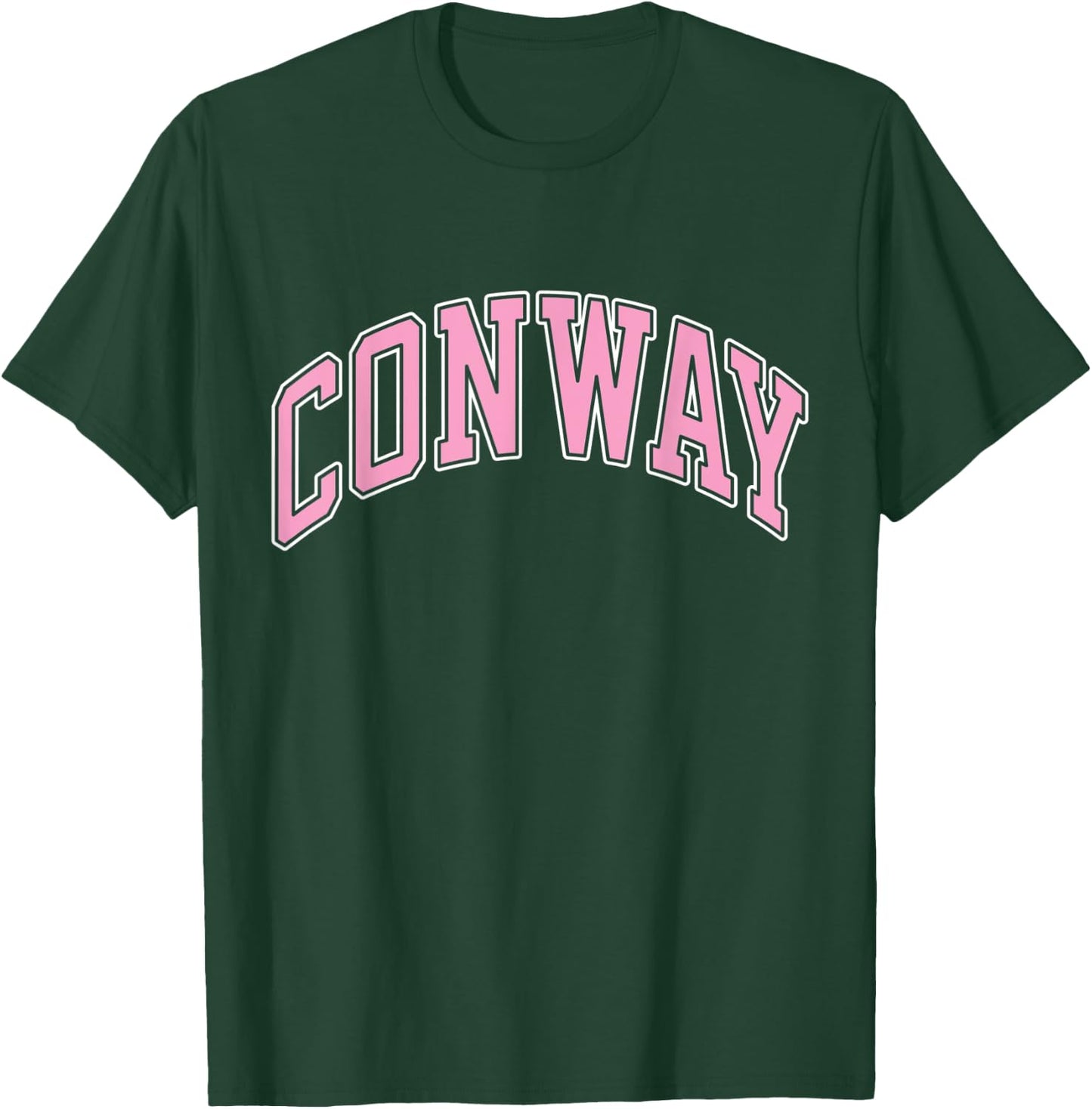 Conway Arkansas AR Varsity Style Pink Text T-Shirt - T-Shirt | Forest