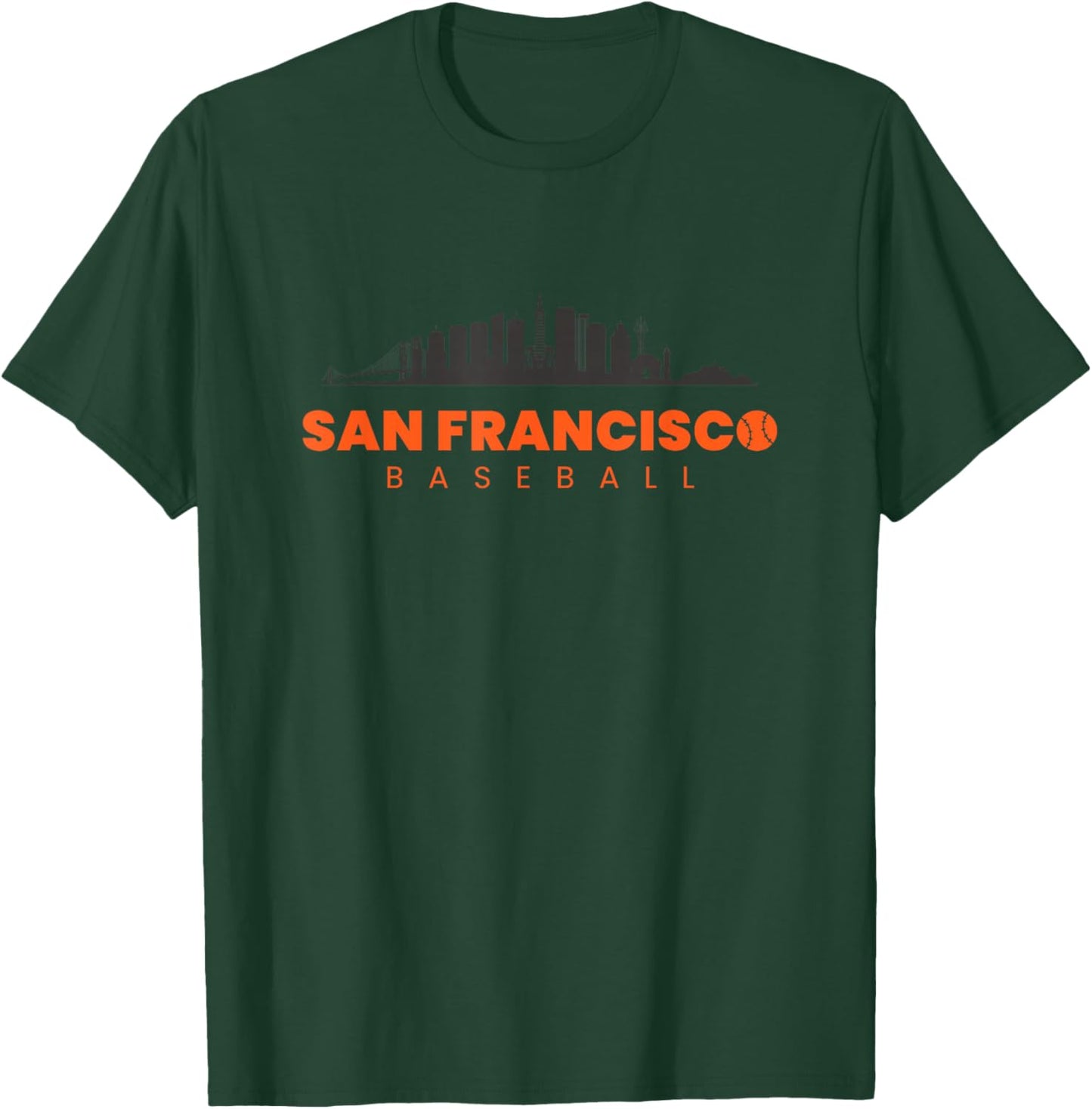 San Francisco Baseball Vintage City Skyline Baseball Lover T-Shirt - T-Shirt | Forest