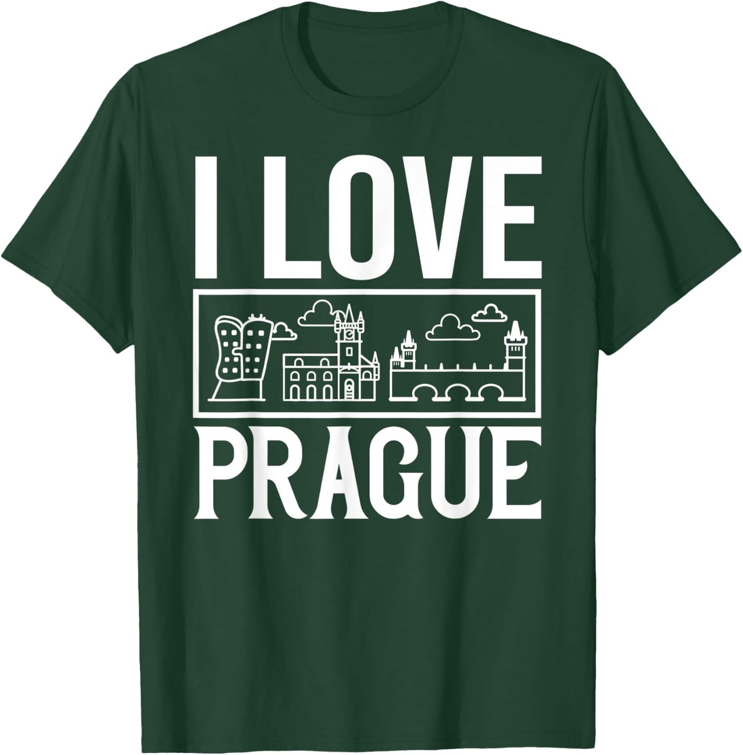 Prague Czech Republic City Skyline Map Travel T-Shirt - T-Shirt | Forest