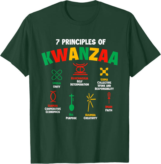 7 Principles of Kwanzaa - African American Heritage Festival T-Shirt - T-Shirt | Forest