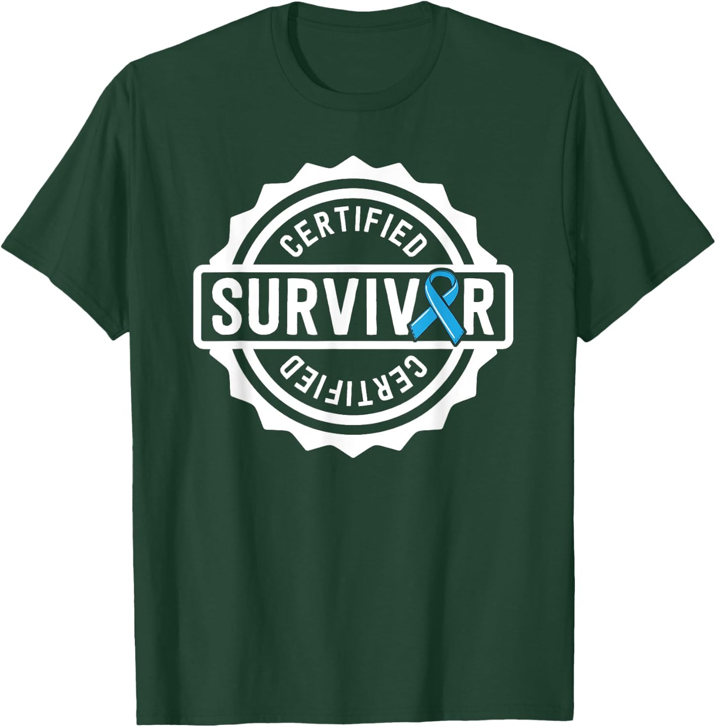 Prostate Cancer Survivor Gift Blue Ribbon Awareness T-Shirt - T-Shirt | Forest