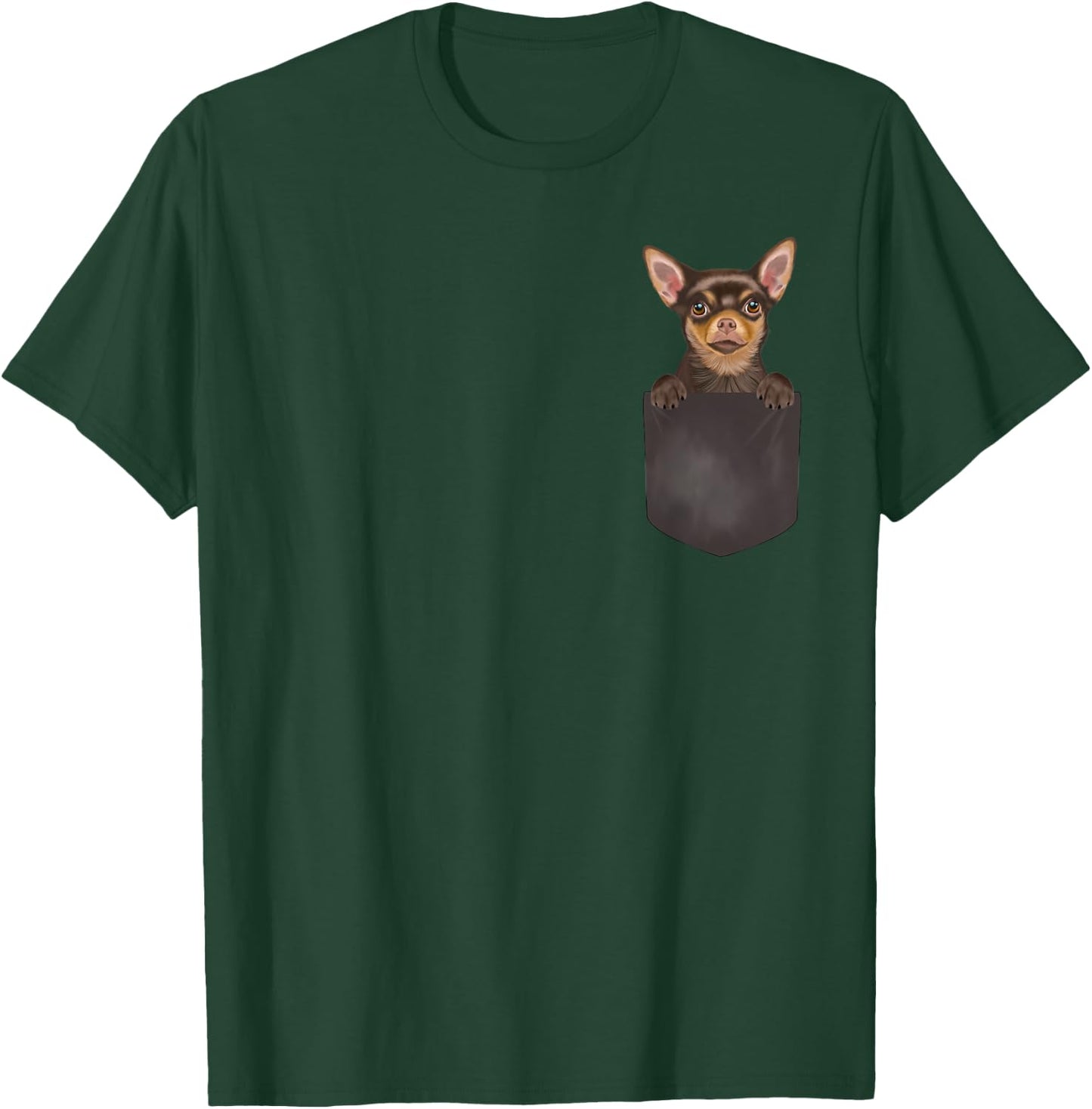 Dog In Pocket Funny Dog Lover Brown Chihuahua T-Shirt - T-Shirt | Forest