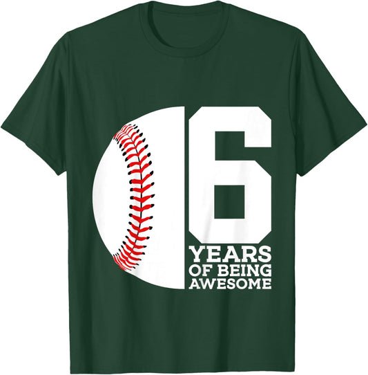 6 Years of Being Awesome 6th Birthday Baseball T-Shirt - T-Shirt | Forest