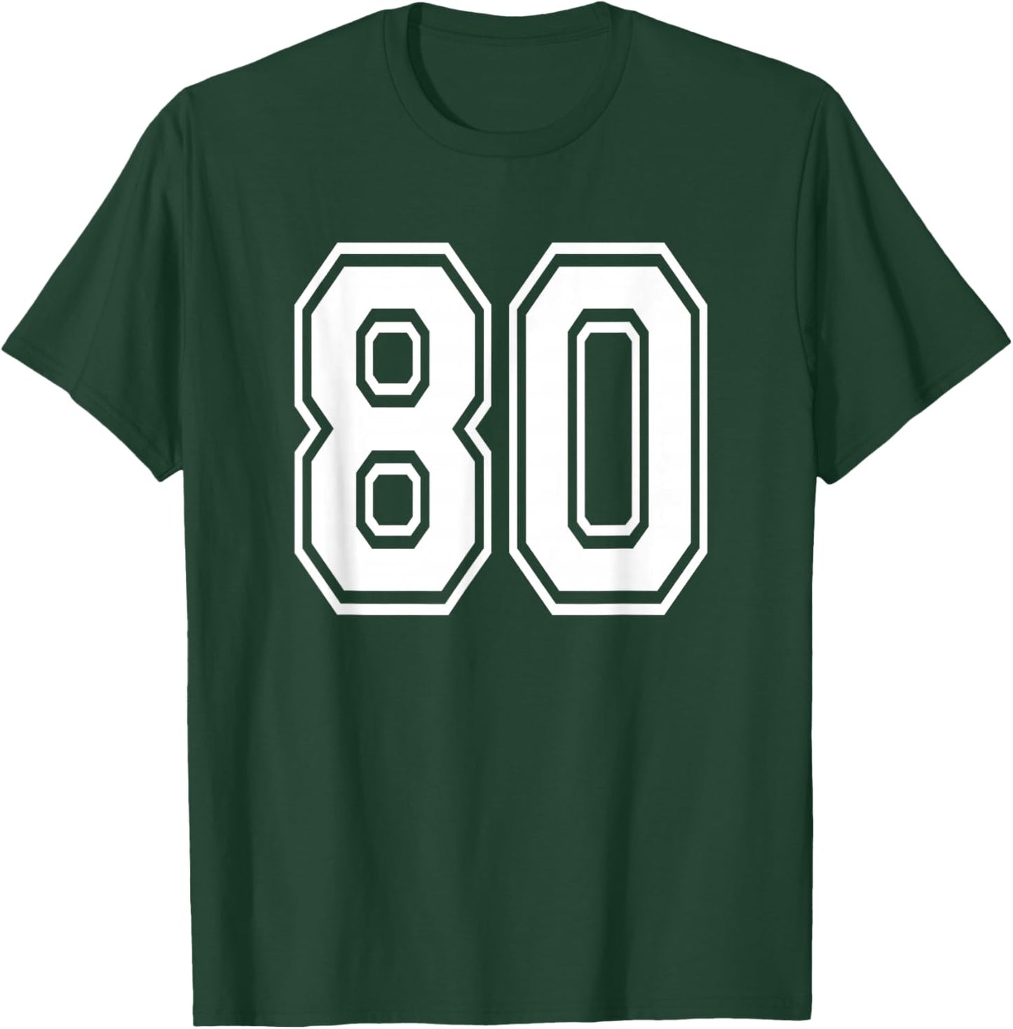 Number 80 80th Birthday Gift Player Team Numbered Jersey T-Shirt - T-Shirt | Forest