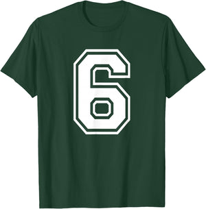 Number 6 Birthday Gift Sports Player Team Numbered Jersey T-Shirt - T-Shirt | Forest