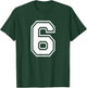 Number 6 Birthday Gift Sports Player Team Numbered Jersey T-Shirt - T-Shirt | Forest