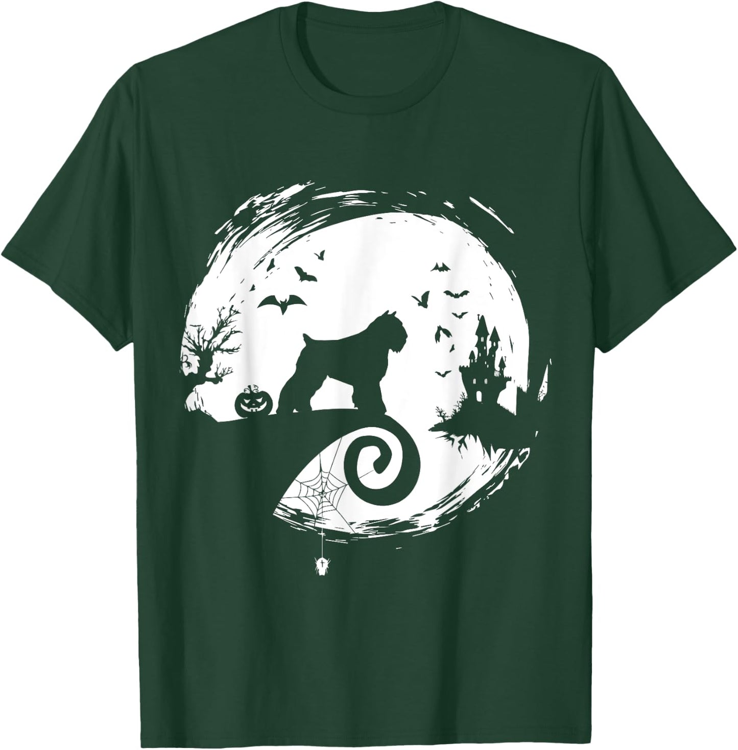 Bouvier des Flandres Halloween Costume Moon Silhouette T-Shirt - T-Shirt | Forest