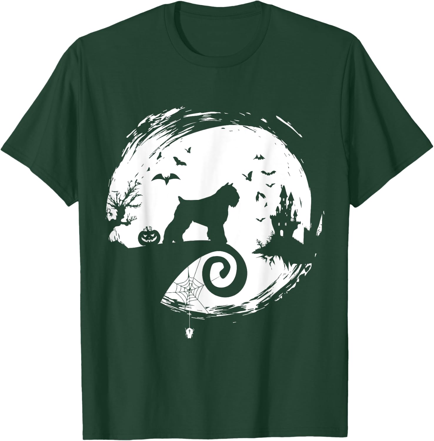 Bouvier des Flandres Halloween Costume Moon Silhouette T-Shirt - T-Shirt | Forest