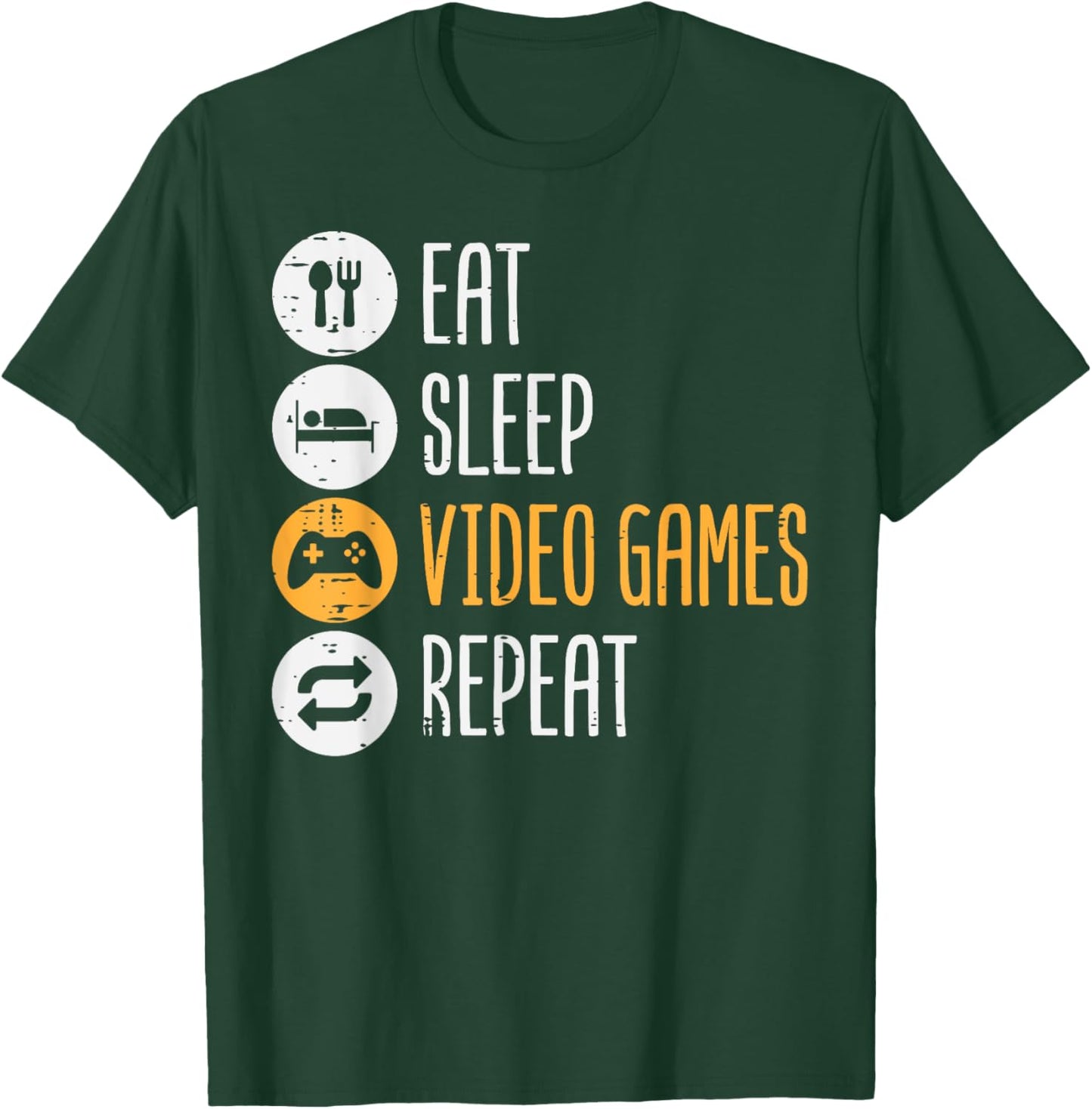Eat Sleep Video Games Repeat Gaming Gamer Men Boys Kids Teen T-Shirt - T-Shirt | Forest