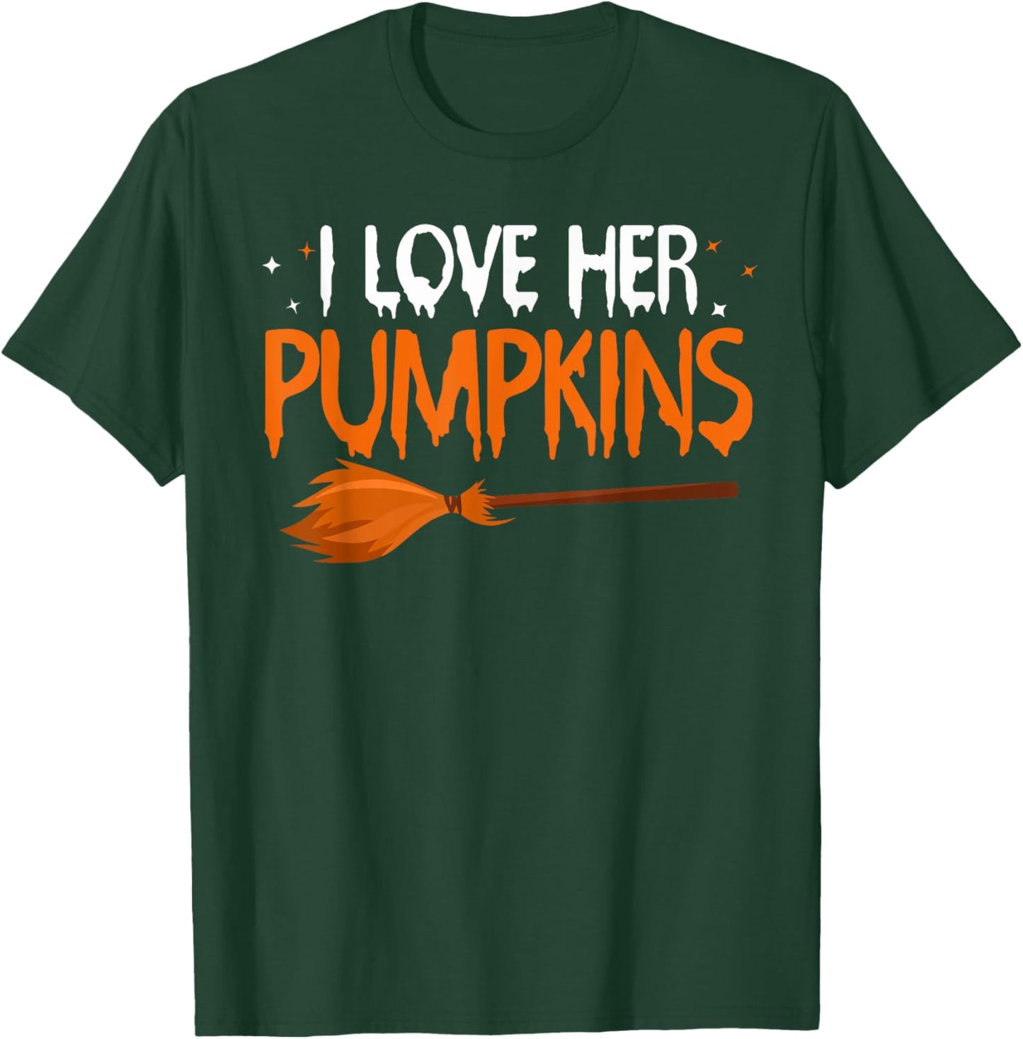 I Love His Broomstick I Love Her Pumpkins Halloween Couples T-Shirt - T-Shirt | Forest