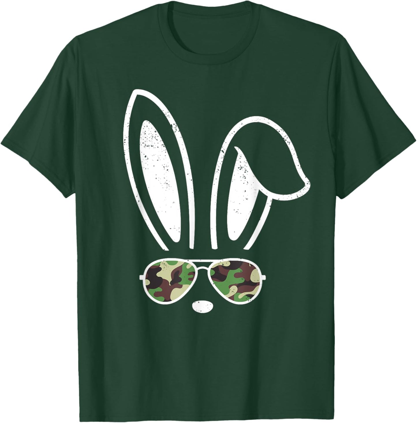 Bunny Ears Retro Sunglasses Funny Easter Camo Camouflage T-Shirt - T-Shirt | Forest