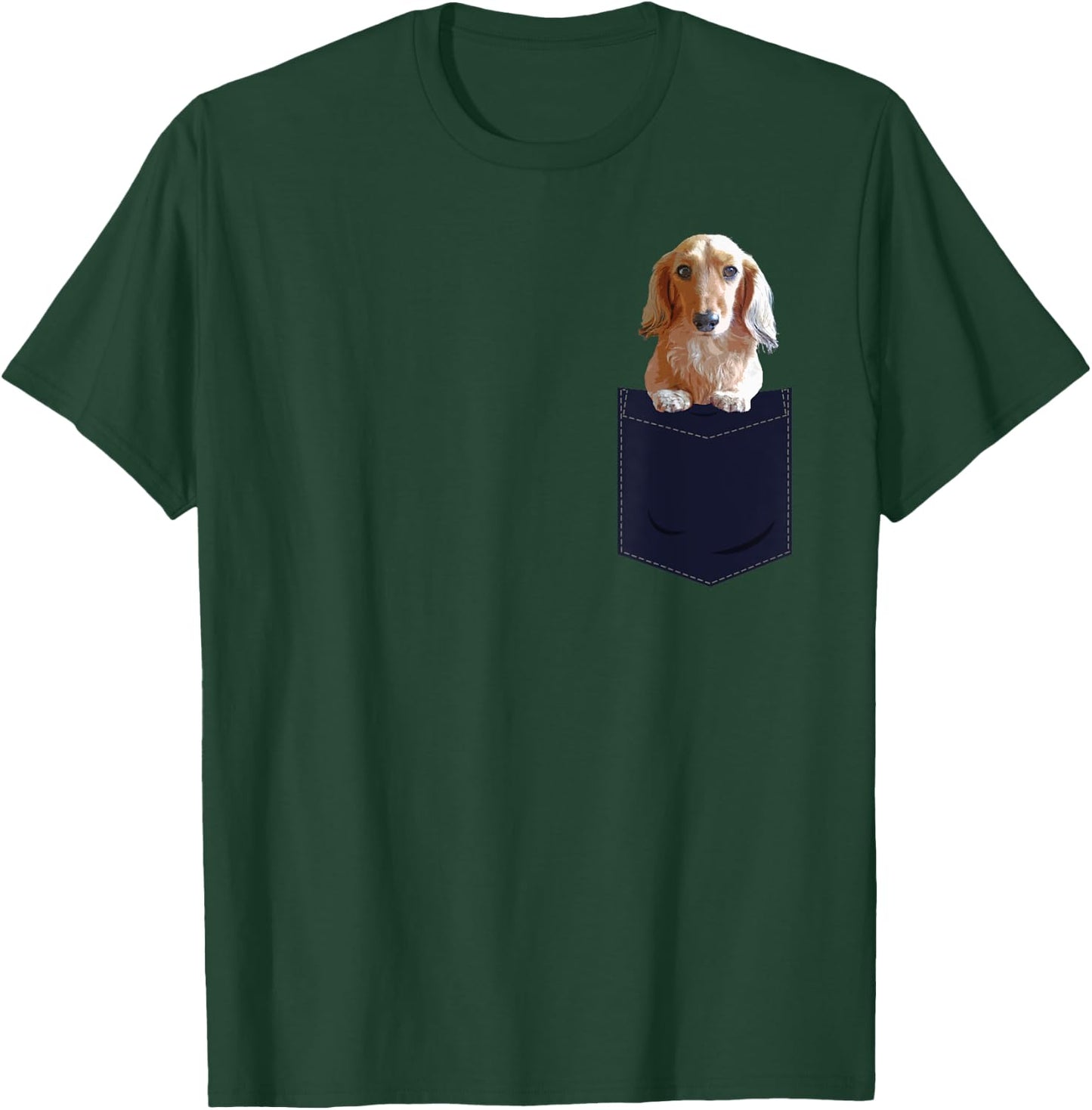 Dachshund in Pocket Long Haired Wiener Dog Women Doxie T-Shirt - T-Shirt | Forest