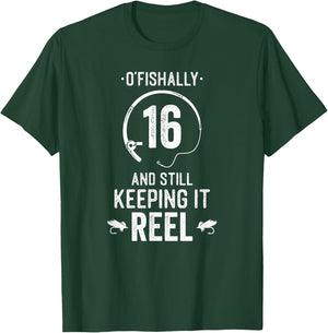 16 Year Old Boy Girl Fishing Fishermen Gifts For Birthday T-Shirt - T-Shirt | Forest