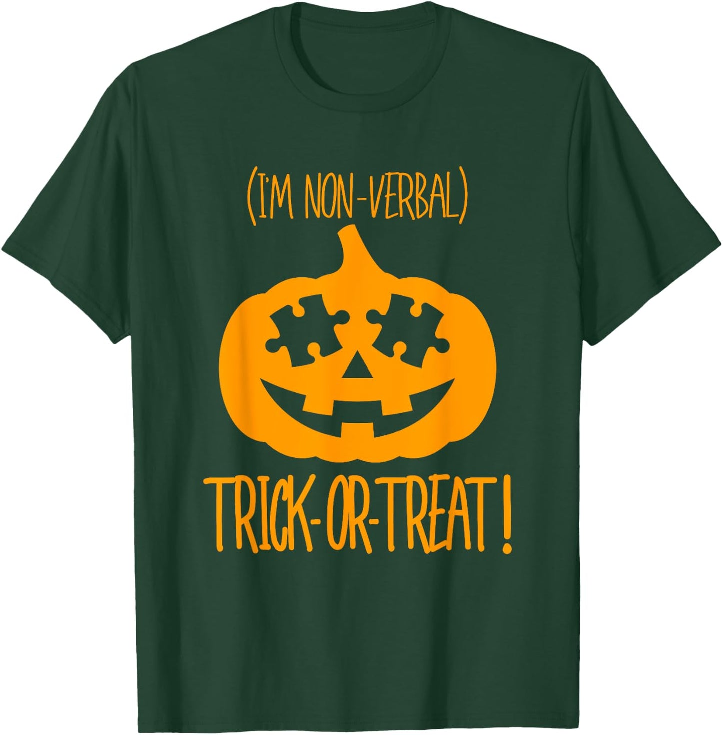 Trick or Treat Non-Verbal Halloween Pumpkin Autism Awareness T-Shirt - T-Shirt | Forest