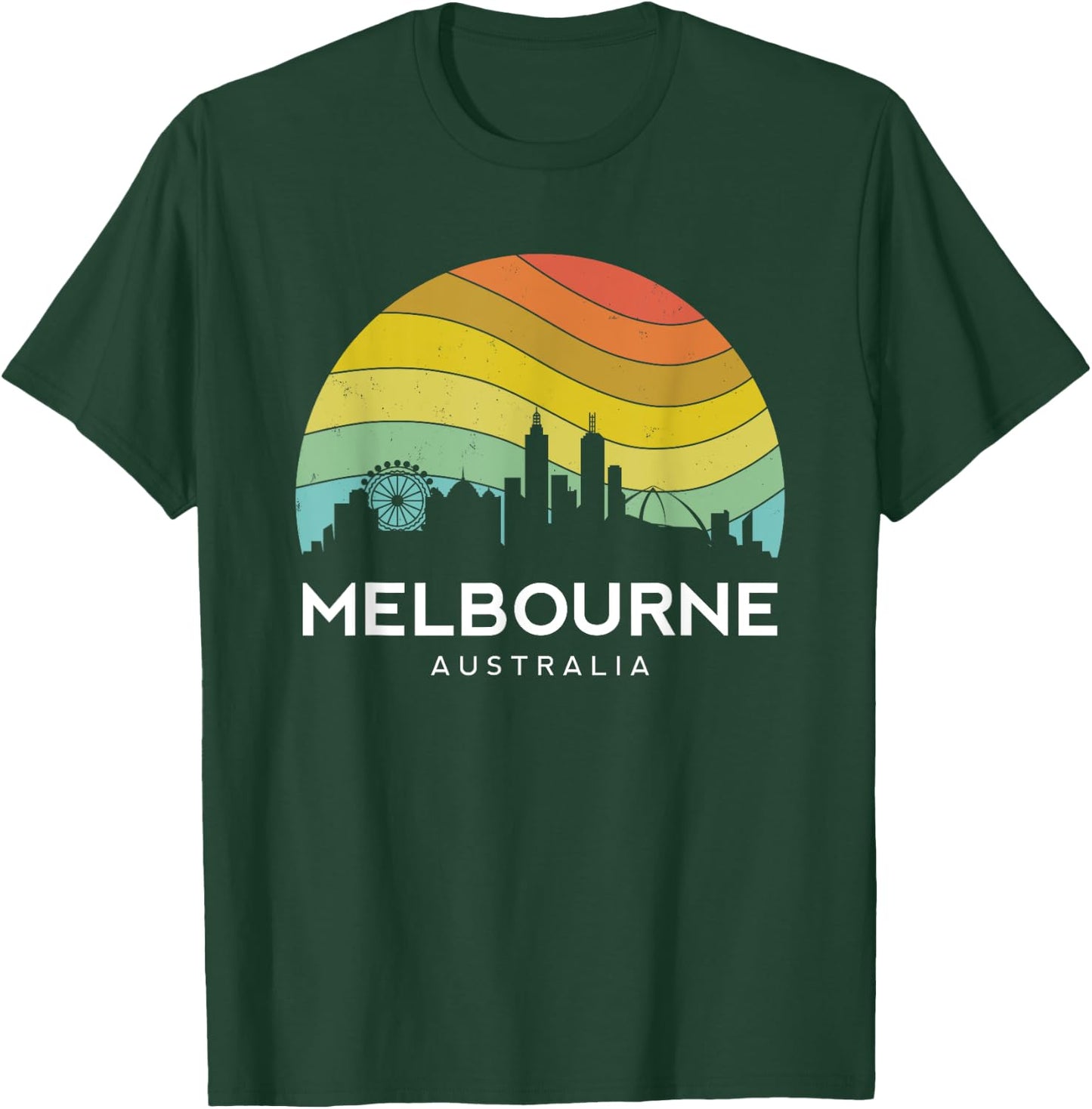 Melbourne Australia Retro Vintage Flag Outback Kangaroo Mate T-Shirt - T-Shirt | Forest