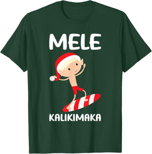 Mele Kalikimaka Hawaiian Christmas Surfing Kids Boys Hawaii T-Shirt - T-Shirt | Forest