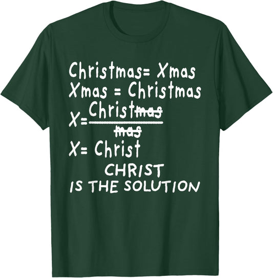 Christ Is the Solution for Catholic Christmas Math Teacher Women Kids T-Shirt - T-Shirt | Forest