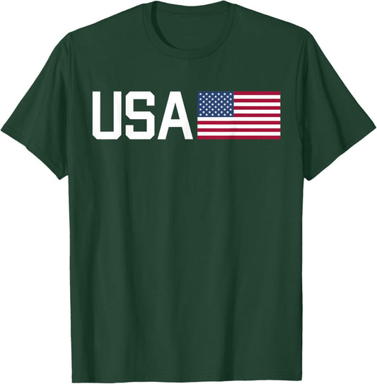 USA Shirt Women Men Kids American Flag Patriotic 4th of July T-Shirt - T-Shirt | Forest