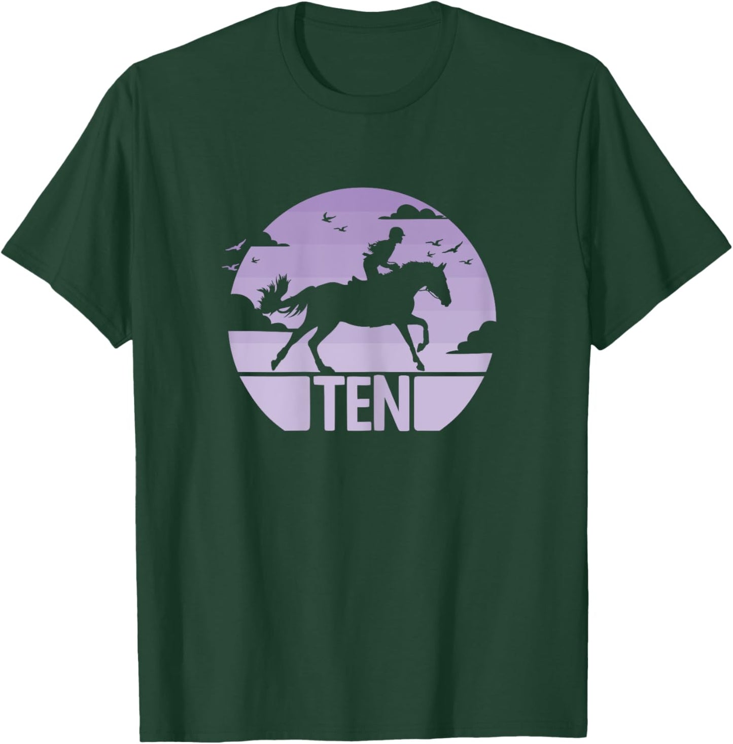 10th Birthday Horse Riding Girl 10 Years Girl Horse Birthday T-Shirt - T-Shirt | Forest