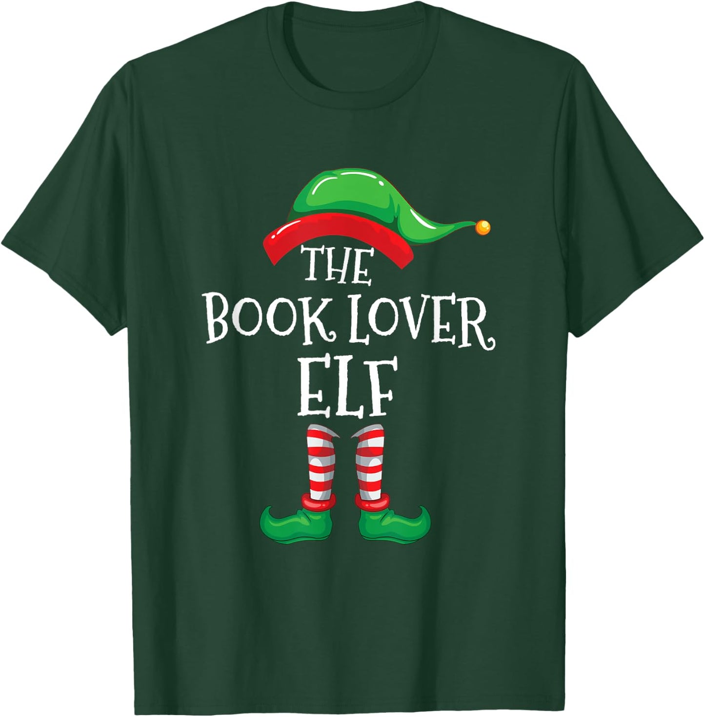 The Book Lover Elf Christmas Books Reading Lover Gift T-Shirt - T-Shirt | Forest