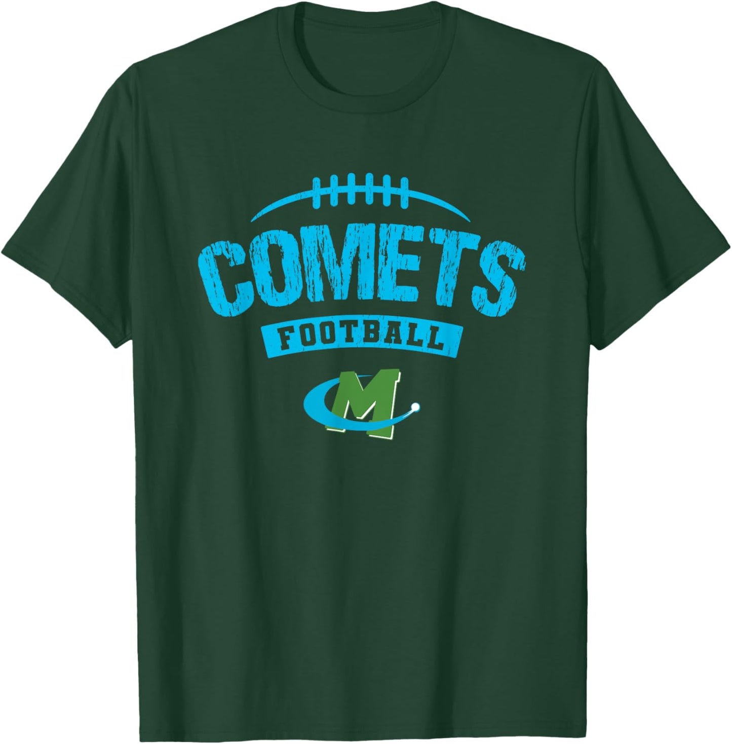 William Mason Comets Logo Football Distressed HS T-Shirt - T-Shirt | Forest