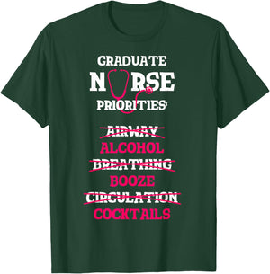 RN Nurse Grad Alcohol Drinking Funny Nursing Graduate Gift T-Shirt - T-Shirt | Forest