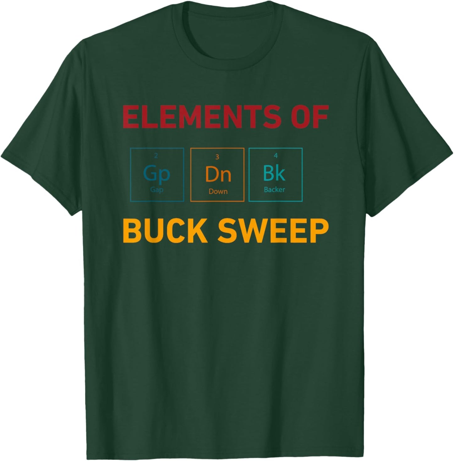 Elements Of 2 Gp Gap 3 Dn Down 4 Bk Backer Buck Sweep T-Shirt - T-Shirt | Forest
