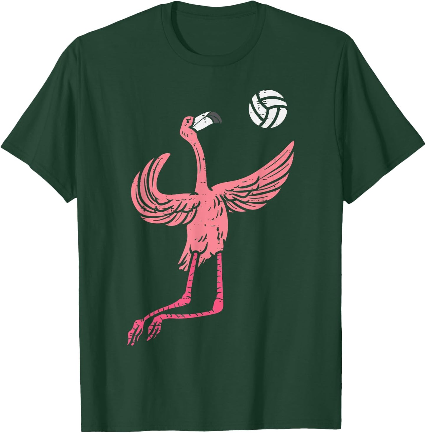 Flamingo Volleyball Spike Serve Player Spiker Women Men T-Shirt - T-Shirt | Forest