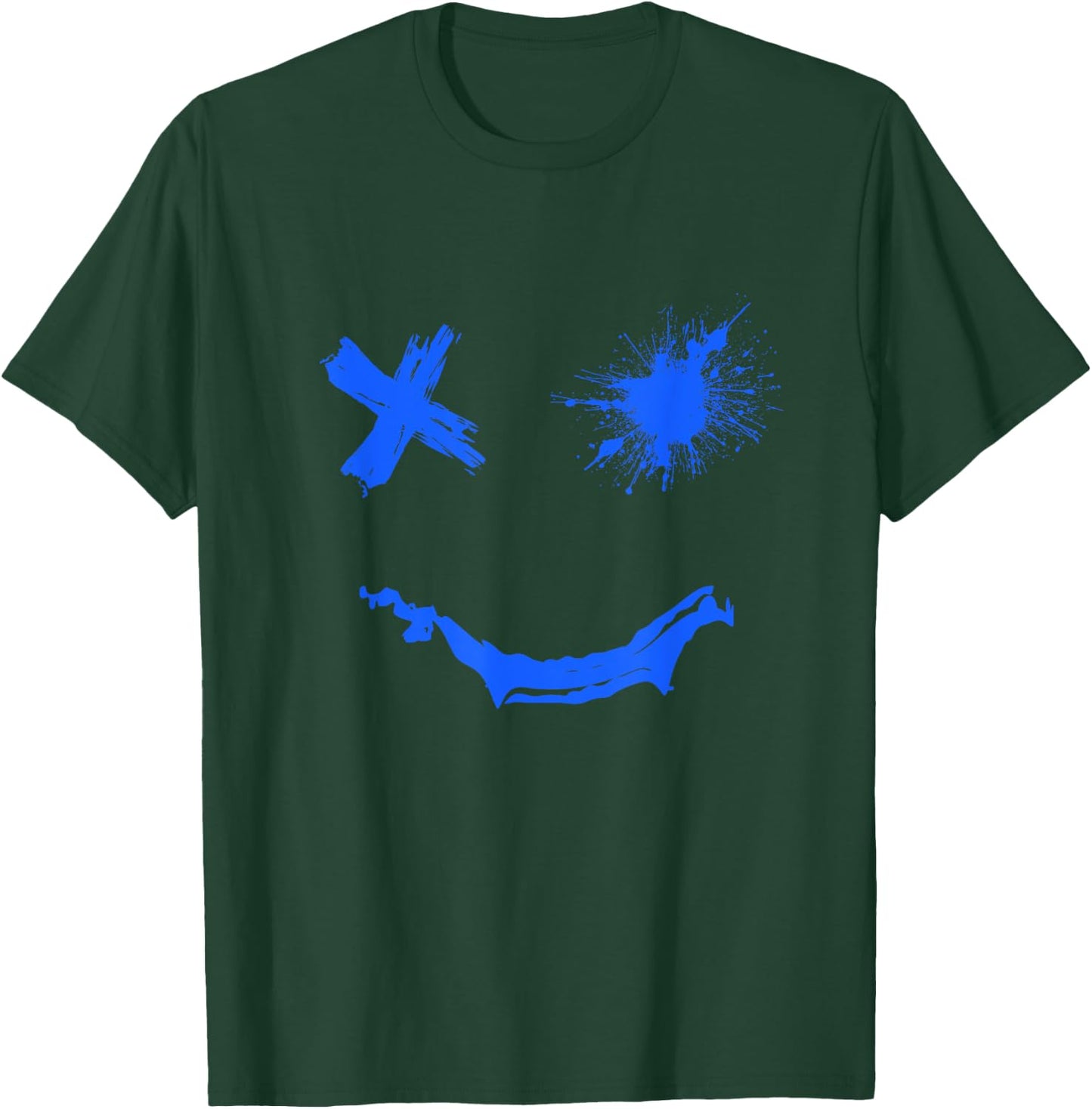 Blue Grunge Smile Royal Blue Graphic T-Shirt - T-Shirt | Forest