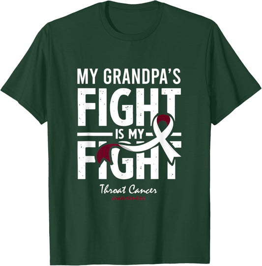 Throat Cancer Grandpa Survivor Support Grandson, daughter T-Shirt - T-Shirt | Forest