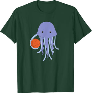 Jellyfish Playing Basketball Octopus Basketball Player T-Shirt - T-Shirt | Forest