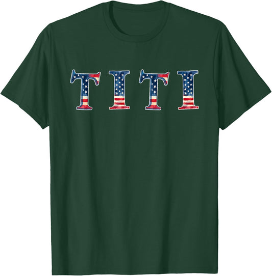 Patriotic American Flag Aunt Titi Merica T-Shirt - T-Shirt | Forest