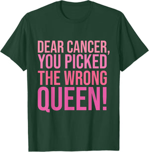 You Picked The Wrong Queen Ribbon Breast Cancer Awareness T-Shirt - T-Shirt | Forest
