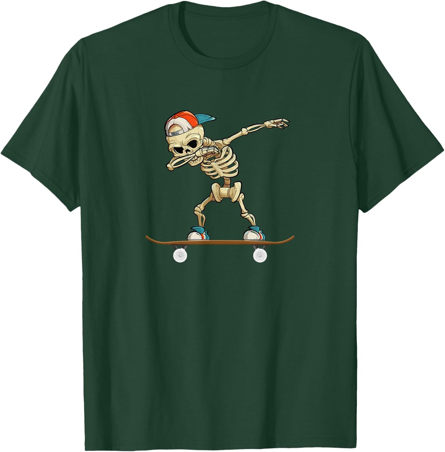 Dabbing Skeleton Skater T-Shirt - T-Shirt | Forest