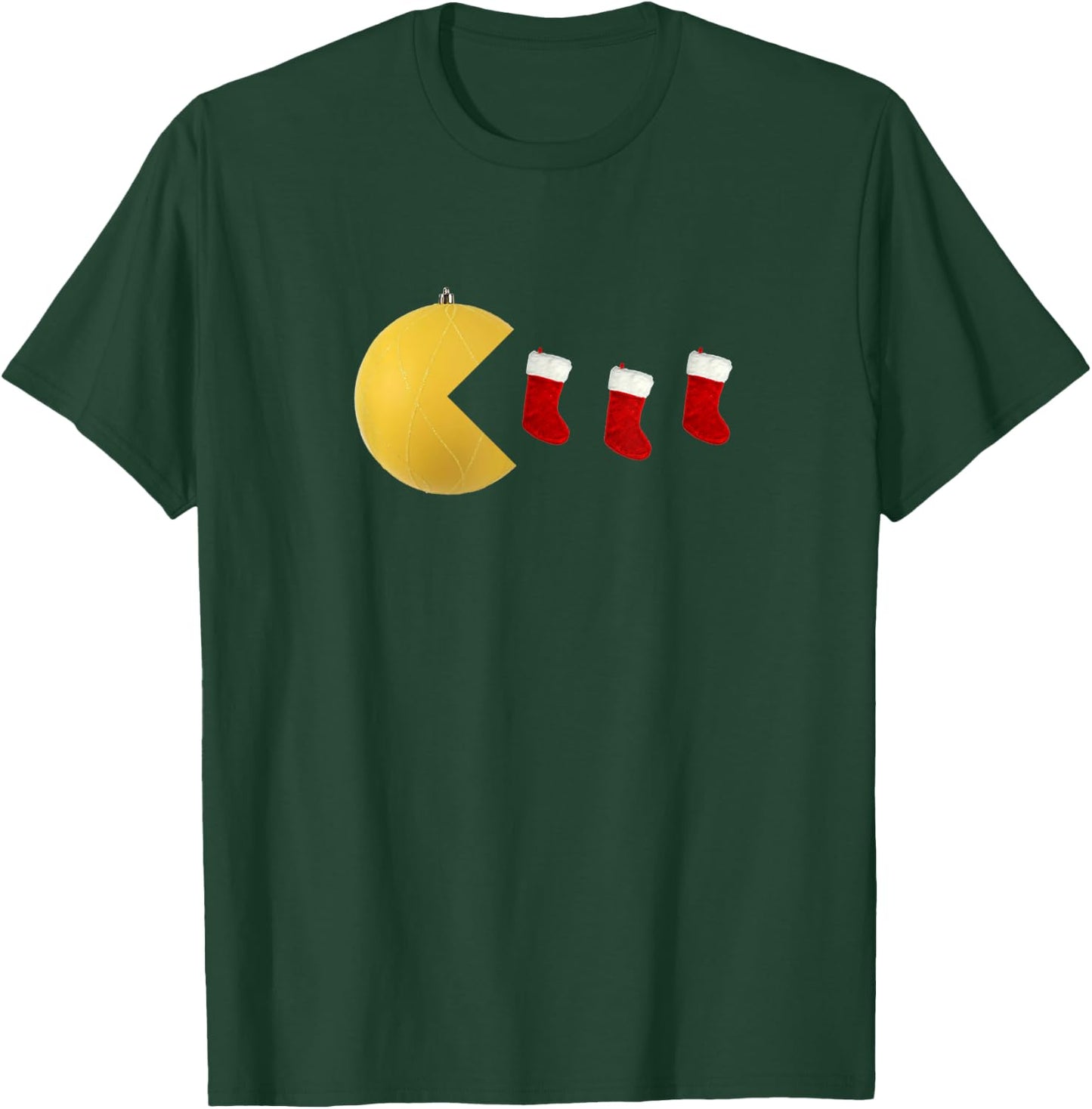 Arcade Style Christmas Ornament Stocking Retro Design T-Shirt - T-Shirt | Forest